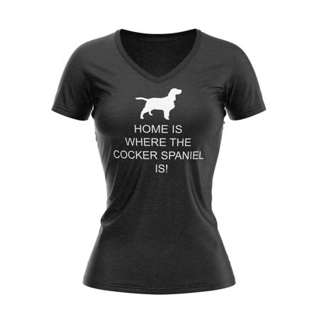 Womens Cocker Spaniel V-Neck T-Shirt - Black