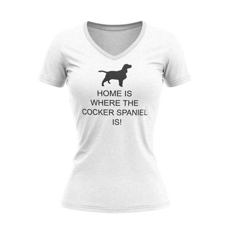 Womens Cocker Spaniel V-Neck T-Shirt - White