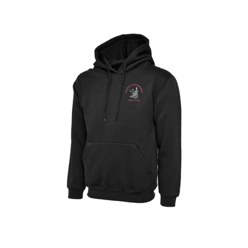 Adults Unisex Classic Hooded Sweatshirt - Black - Skeleton