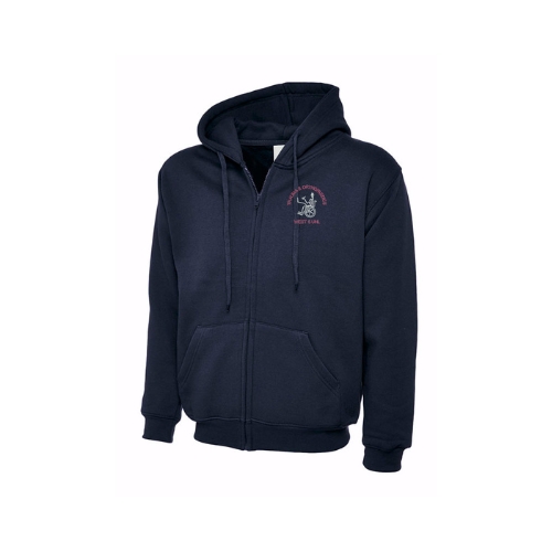 Adults Unisex Classic Full Zip Hooded Sweatshirt - Navy - Skeleton