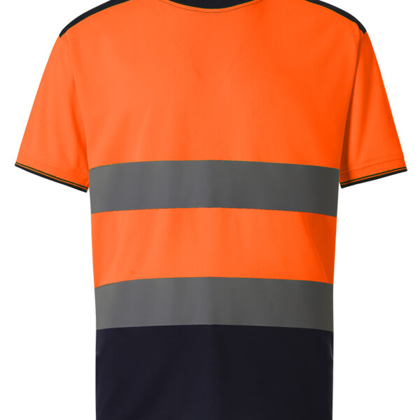 Yoko Hi-Vis Two Tone T-Shirt - Orange & Navy - Medium