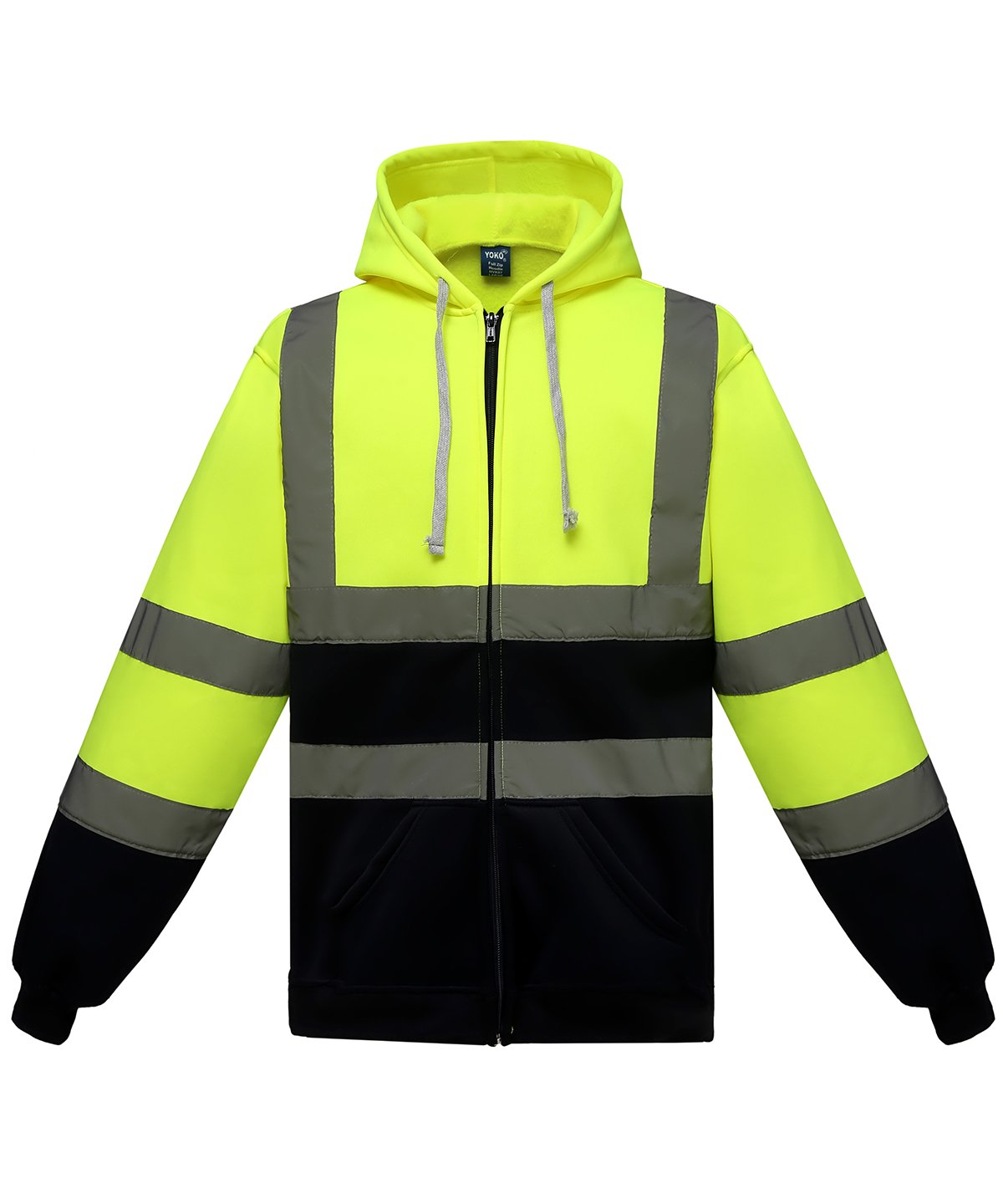Yoko Hi-Vis Zip Hoodie - Yellow & Navy - Medium